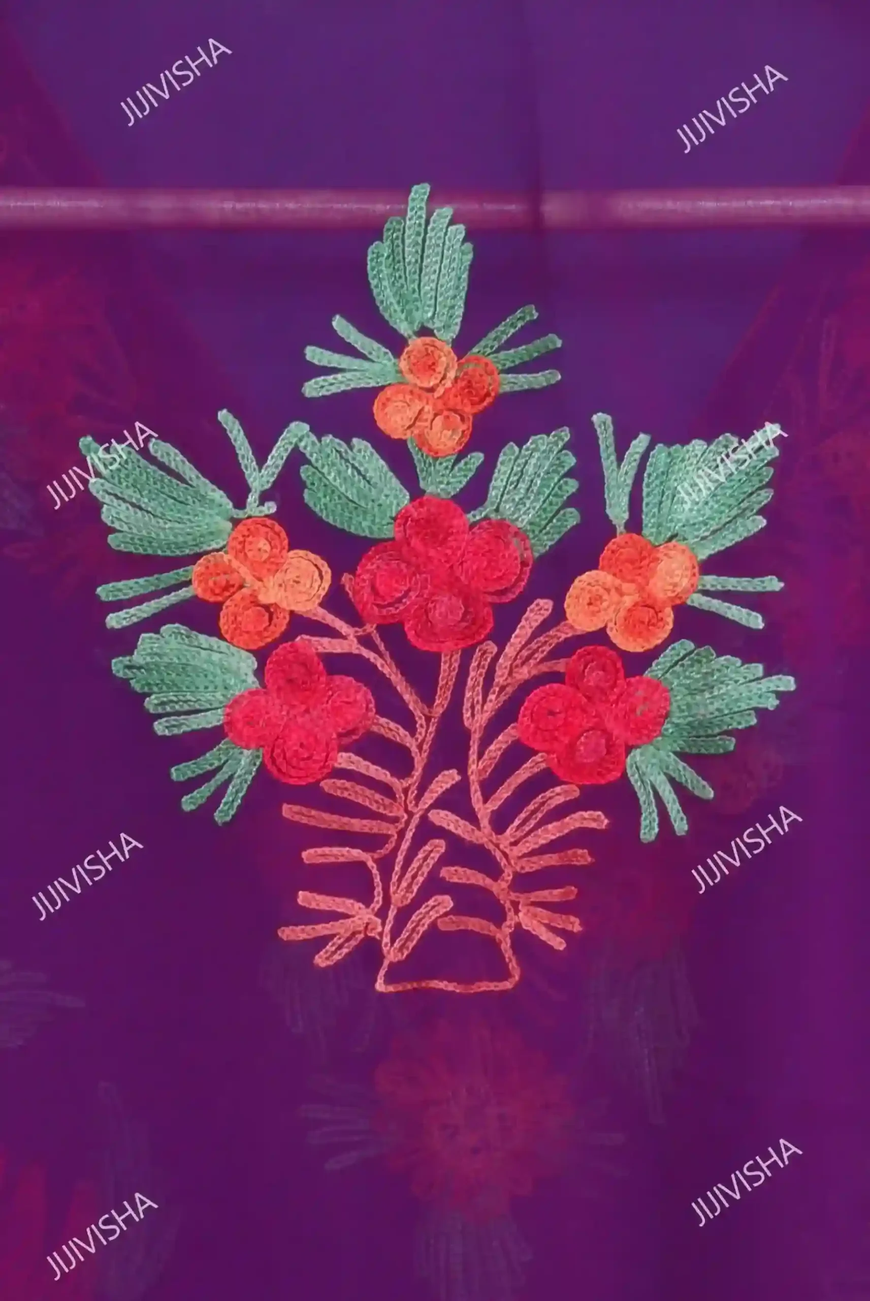 Buy Purple Kashmiri Hand Embroidery Kaftan Online