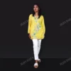 JVWAPSK005_2 Buy Yellow Cotton Kashmiri Hand Embroidery Short Kurti