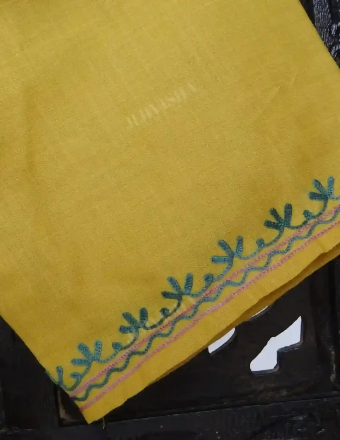 Buy Yellow Cotton Kashmiri Hand Embroidery Short Kurti Online