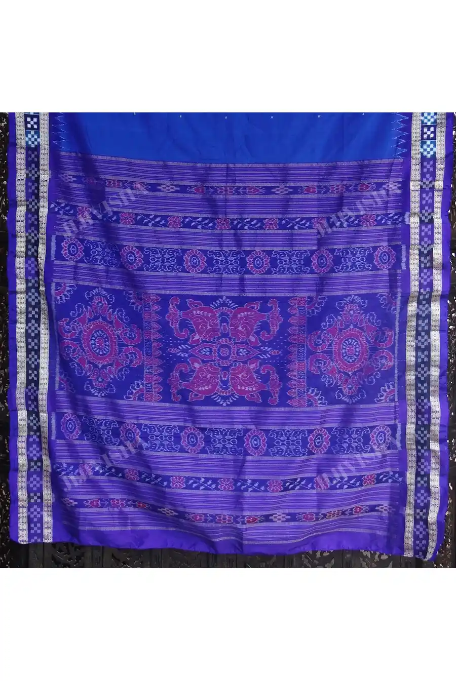 JVWSR065_3 Buy Mini Buta Pasapali Border Sambalpuri Silk Ikkat Pata Saree Online