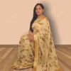 Buy Ivory Georgette Brocade Saree Online