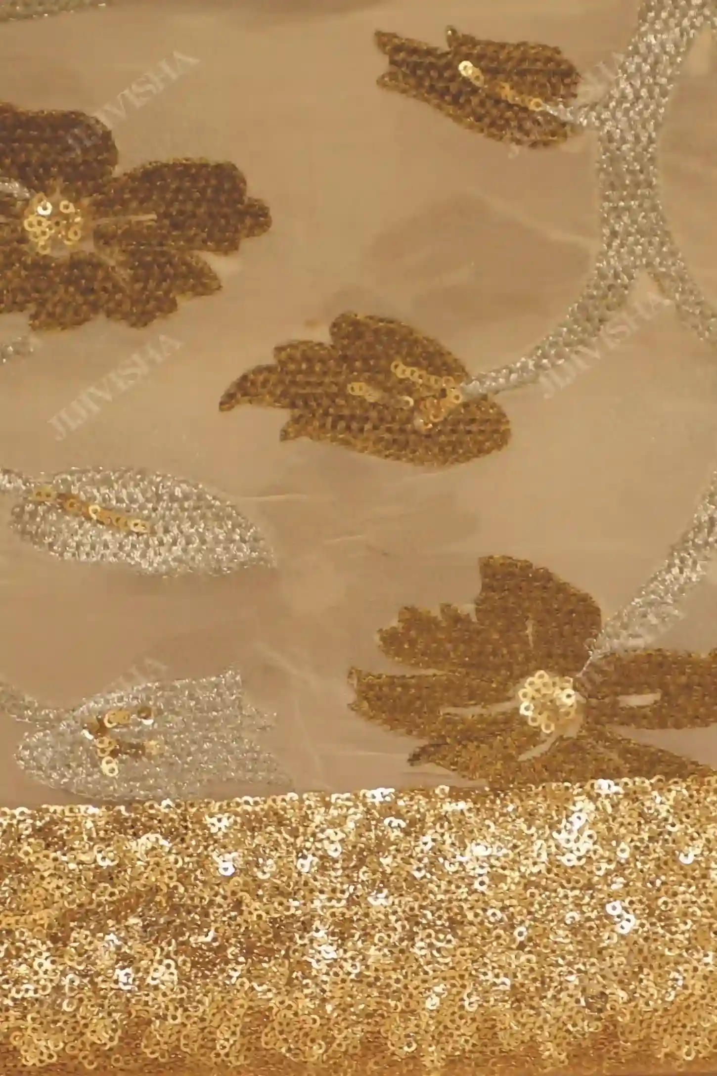 Buy Ivory Georgette Brocade Saree Online