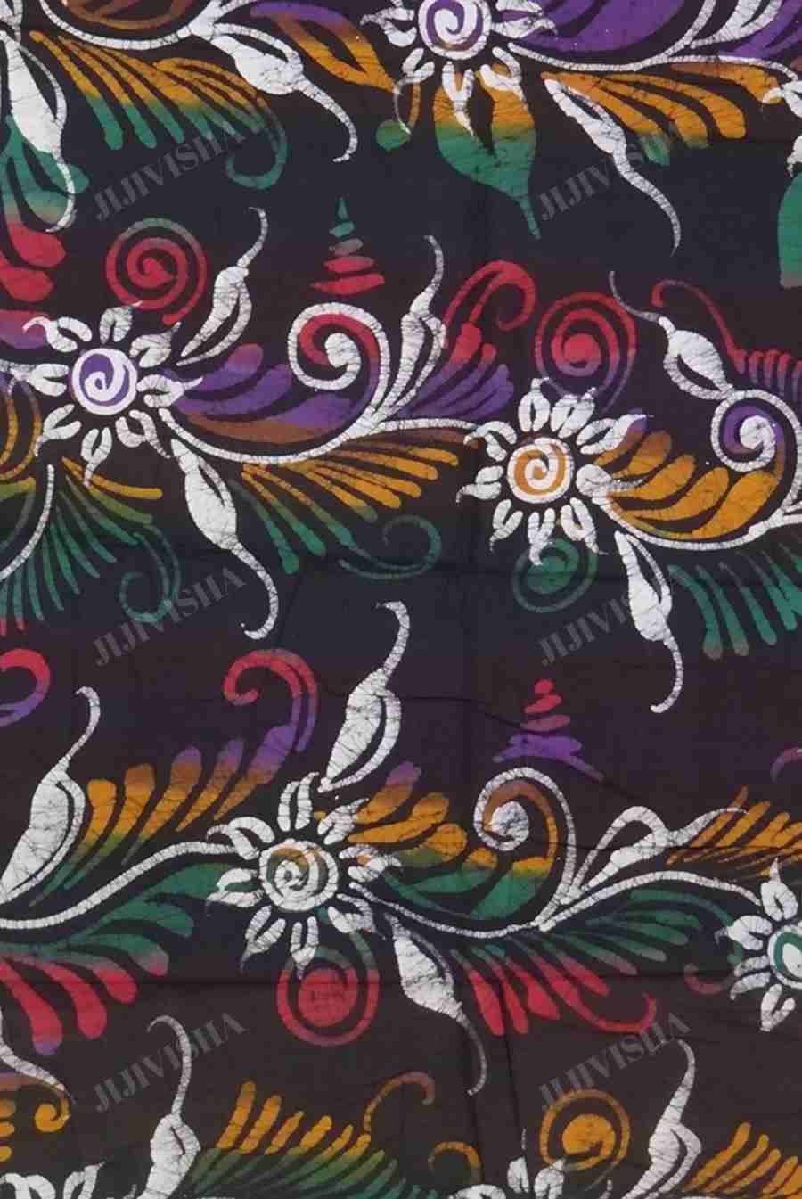 Buy Purple Hand Baatik Printed Cotton Saree Online