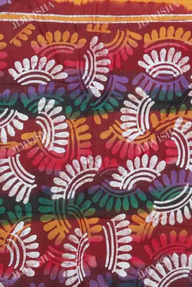 Buy Yellow Hand Baatik Printed Cotton Saree Online