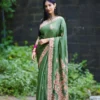 Buy Green Tussar Silk Kashmiri Hand Embroidery Saree Online