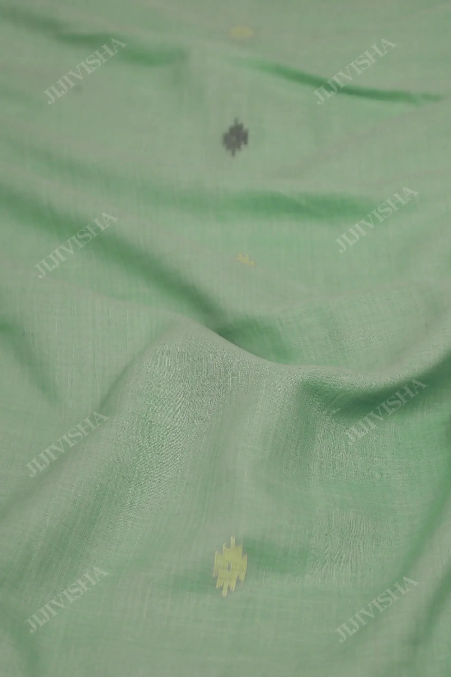 Buy Parrot Green Jamdani Cotton Saree Online