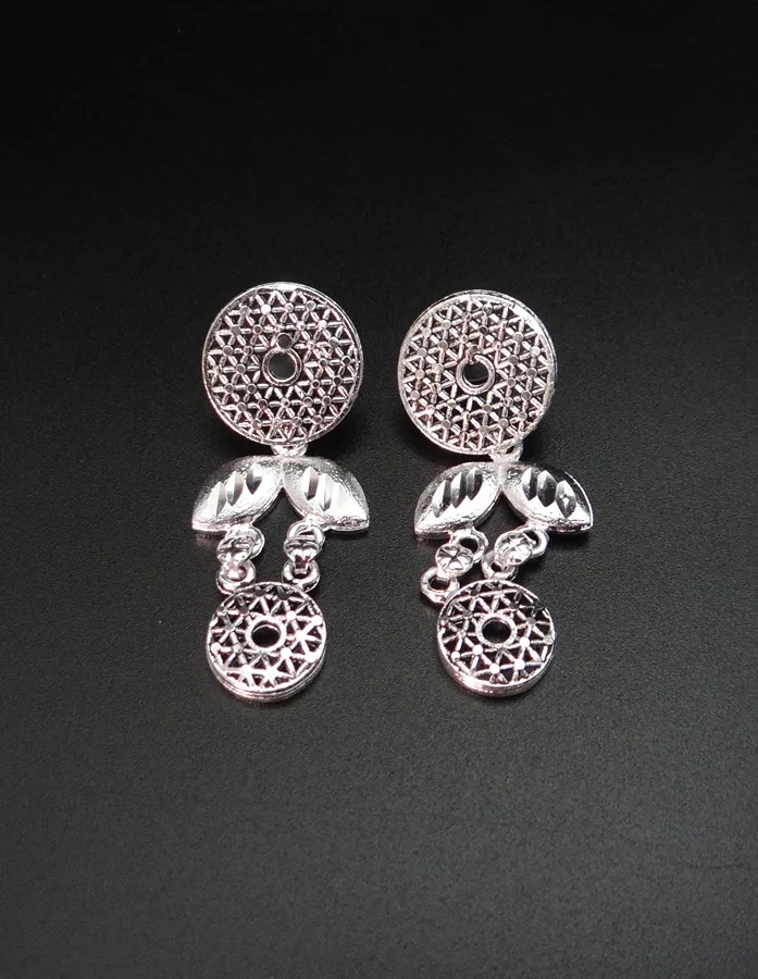 Traditional Kashmiri White Silver Necklace & Earrings Set - Gallery Image