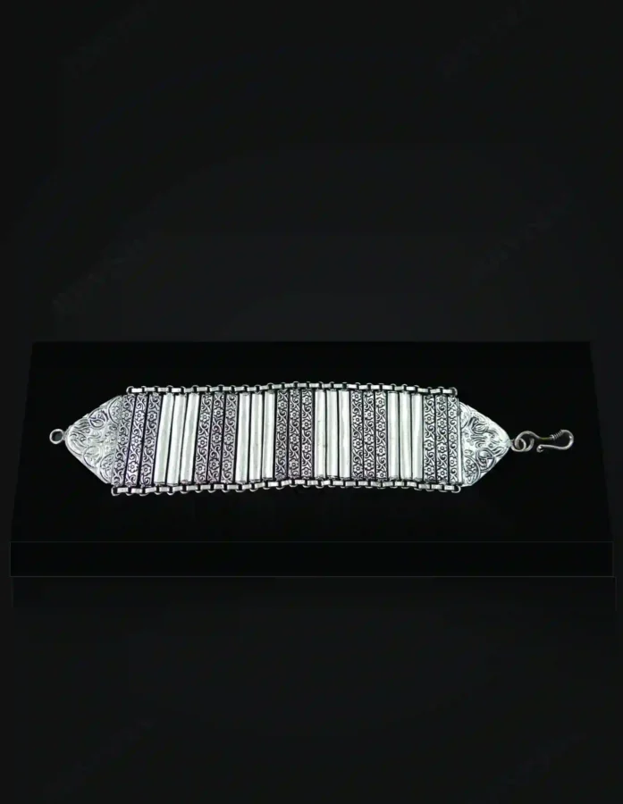 Buy Traditional Kashmiri Broad German Silver Bracelet Online