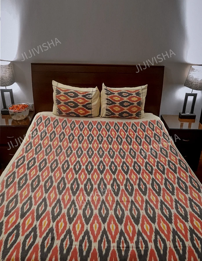 Buy Ikkat Weave Cotton Bedsheet Online