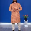Orange Hand Block printed Kurta