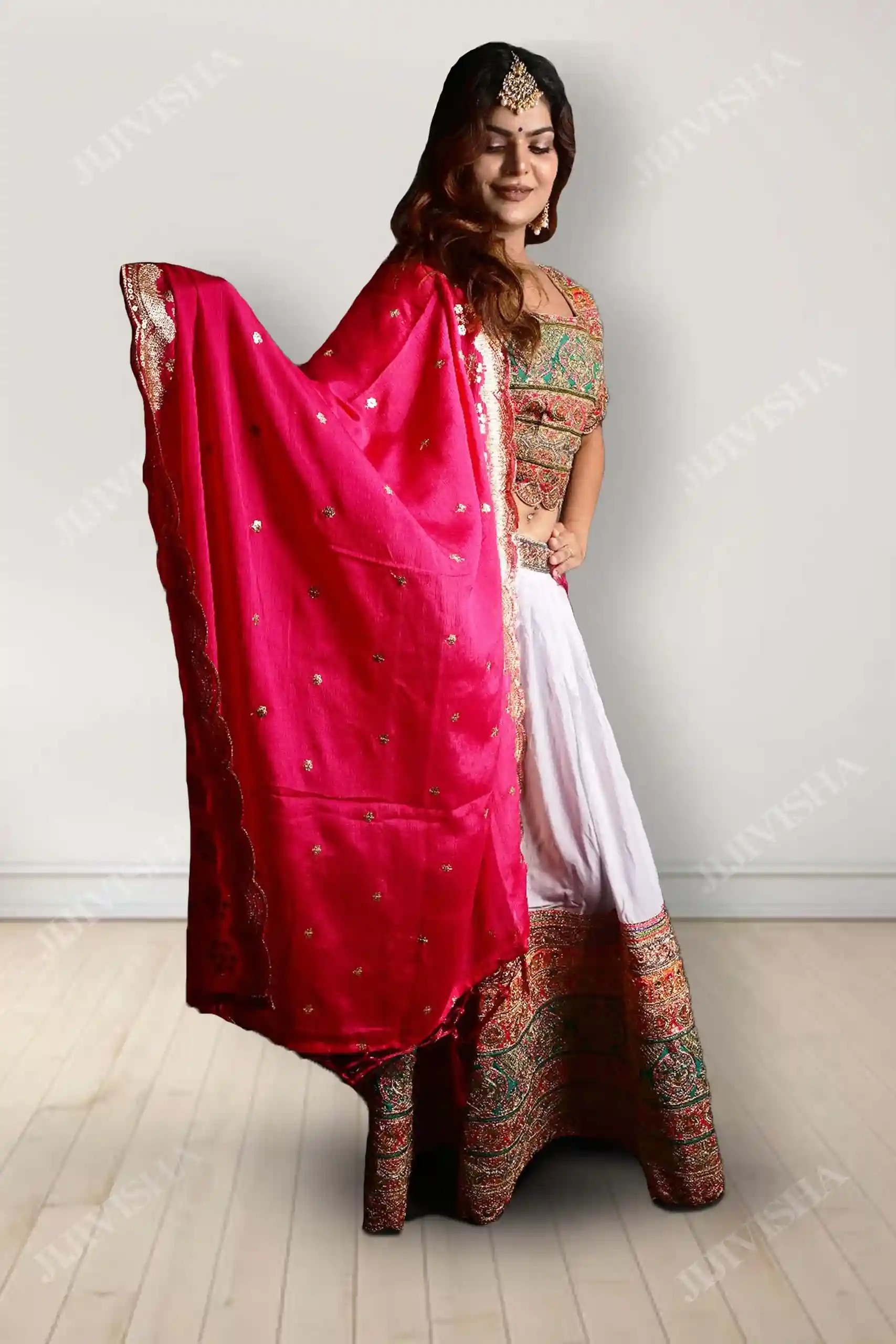 Buy Ivory and Pink Lehenga Set Online