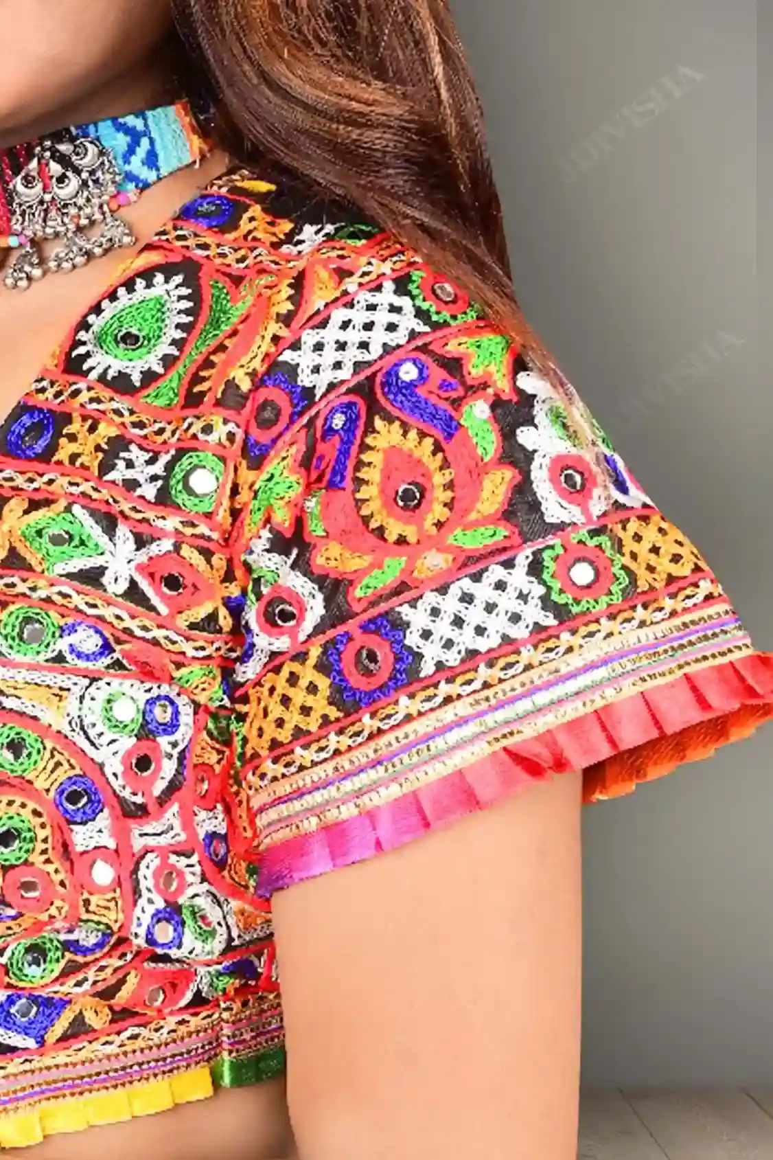 JVWAPLG015_7 Buy Kutch Embroidered Black Lehenga Set Online