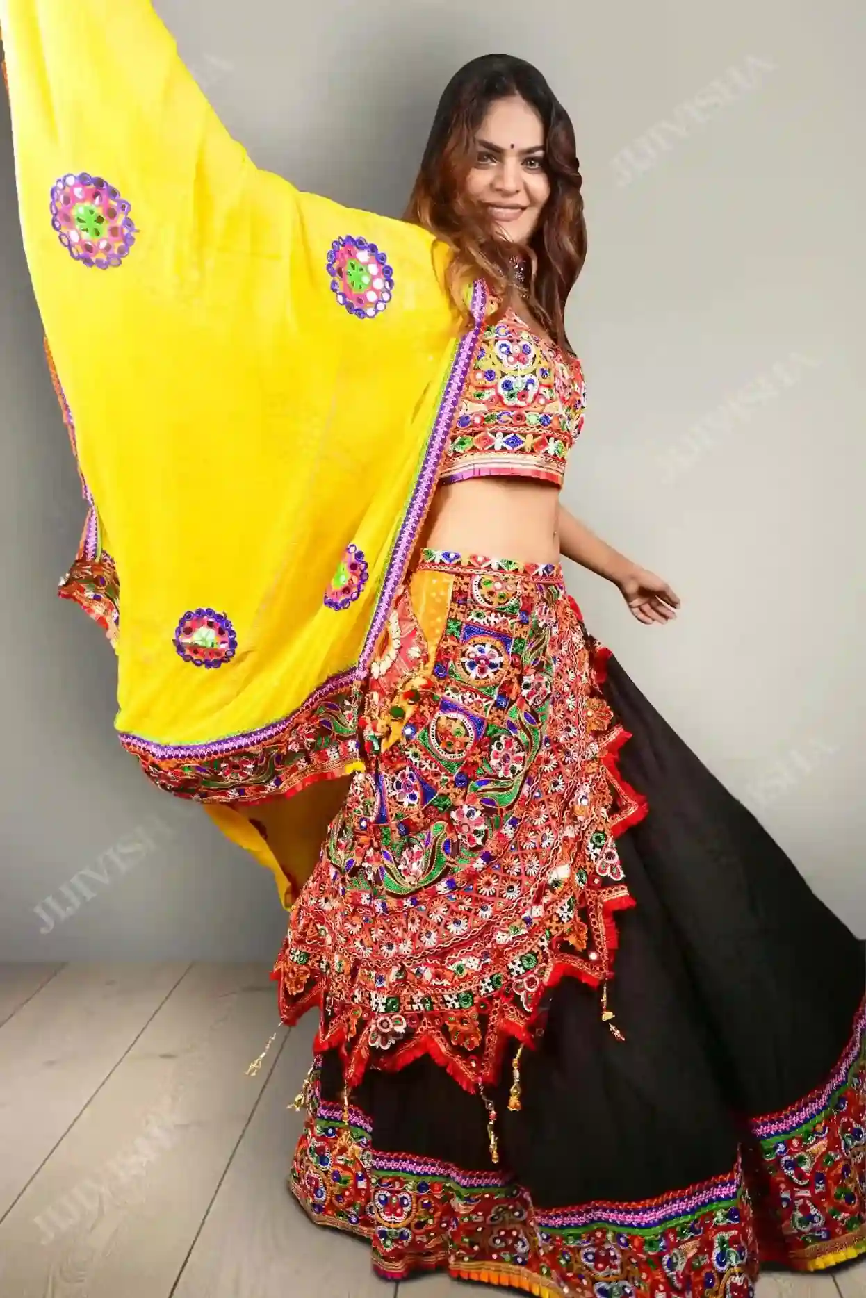 JVWAPLG015_8 Buy Kutch Embroidered Black Lehenga Set Online