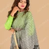 Buy Chanderi Silk Saree with Black and White Stripes Online
