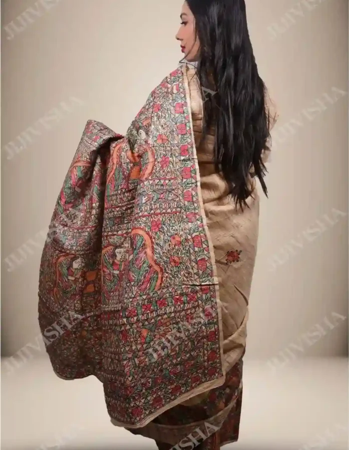 Buy Handloom Saree with Madhubani HandPainting Online