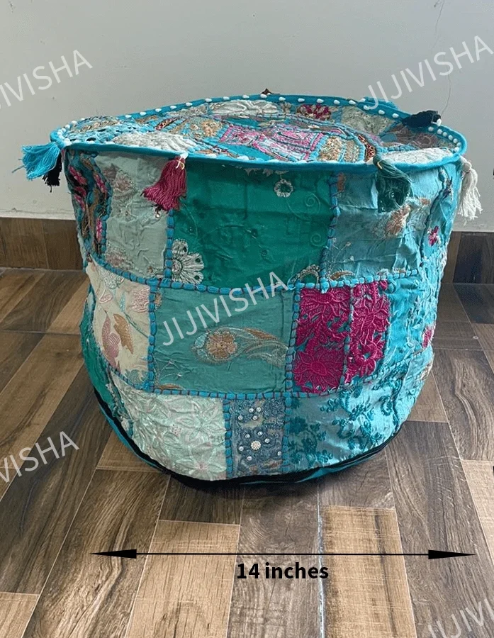 Buy Azure Indian Pouf Online