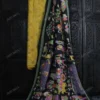 Buy Black Katan Silk Kantha Hand Embroidered Silk Dupatta Set Online