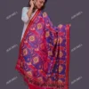 JVWAPSW0028_1 Buy Blue Patan Patola Handwoven Silk Dupatta with Delicate Fish Motifs Online
