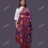 JVWAPSW0028_2 Buy Blue Patan Patola Handwoven Silk Dupatta with Delicate Fish Motifs Online