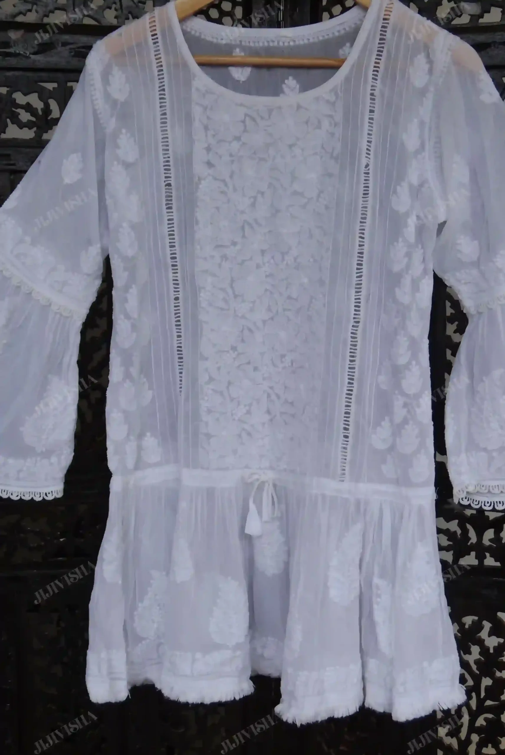 Buy Classic White: Chikankari Hand Embroidery Top Online