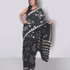Buy Hand-Blocked Balck & Ivory Cotton Saree Online