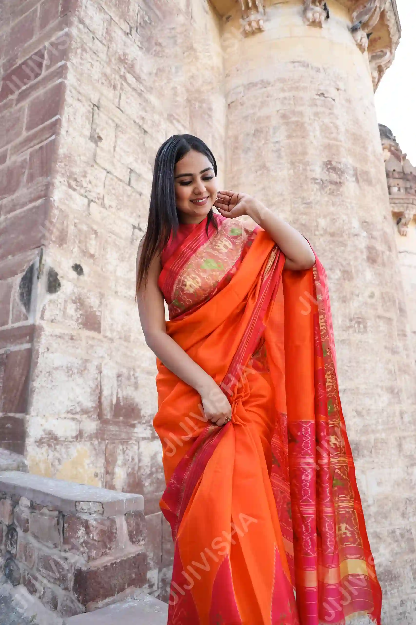 Buy Elegant Orange Patan Patola Silk Saree Online