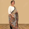 Buy black and white dupatta with multicolored border with floral print Online