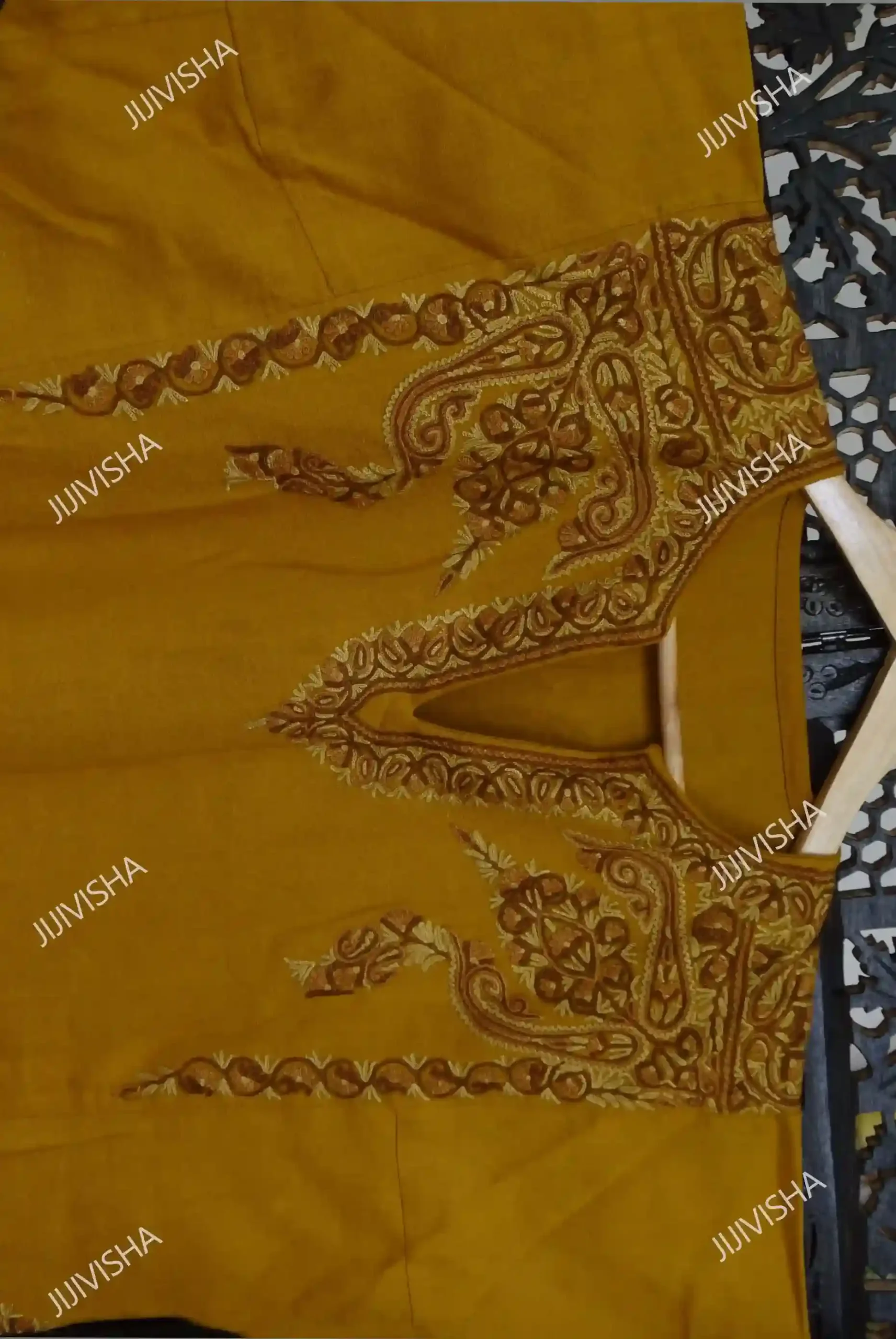 JVWAPKU029_5 Buy Exquisite Mustard Phiran With Hand Embroidery Online