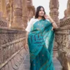 JVWSR072_2 Buy Parrot Green Saree Elegance Online