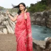 JVWSR129_3 Buy Pink and White Chanderi Silk Saree with Hand Block Print Online