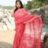 JVWSR129_6 Buy Pink and White Chanderi Silk Saree with Hand Block Print Online
