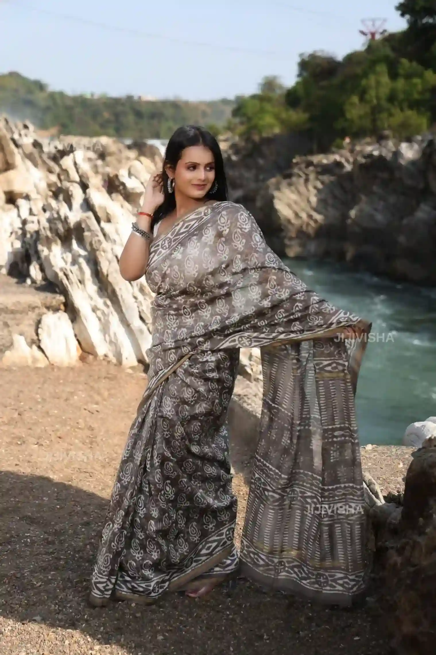 Buy Hand Block Printed Chanderi Silk Saree Online