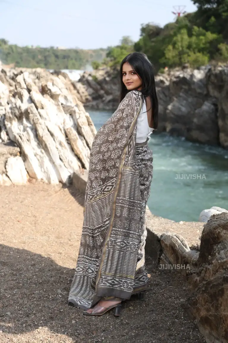 Buy Hand Block Printed Chanderi Silk Saree Online