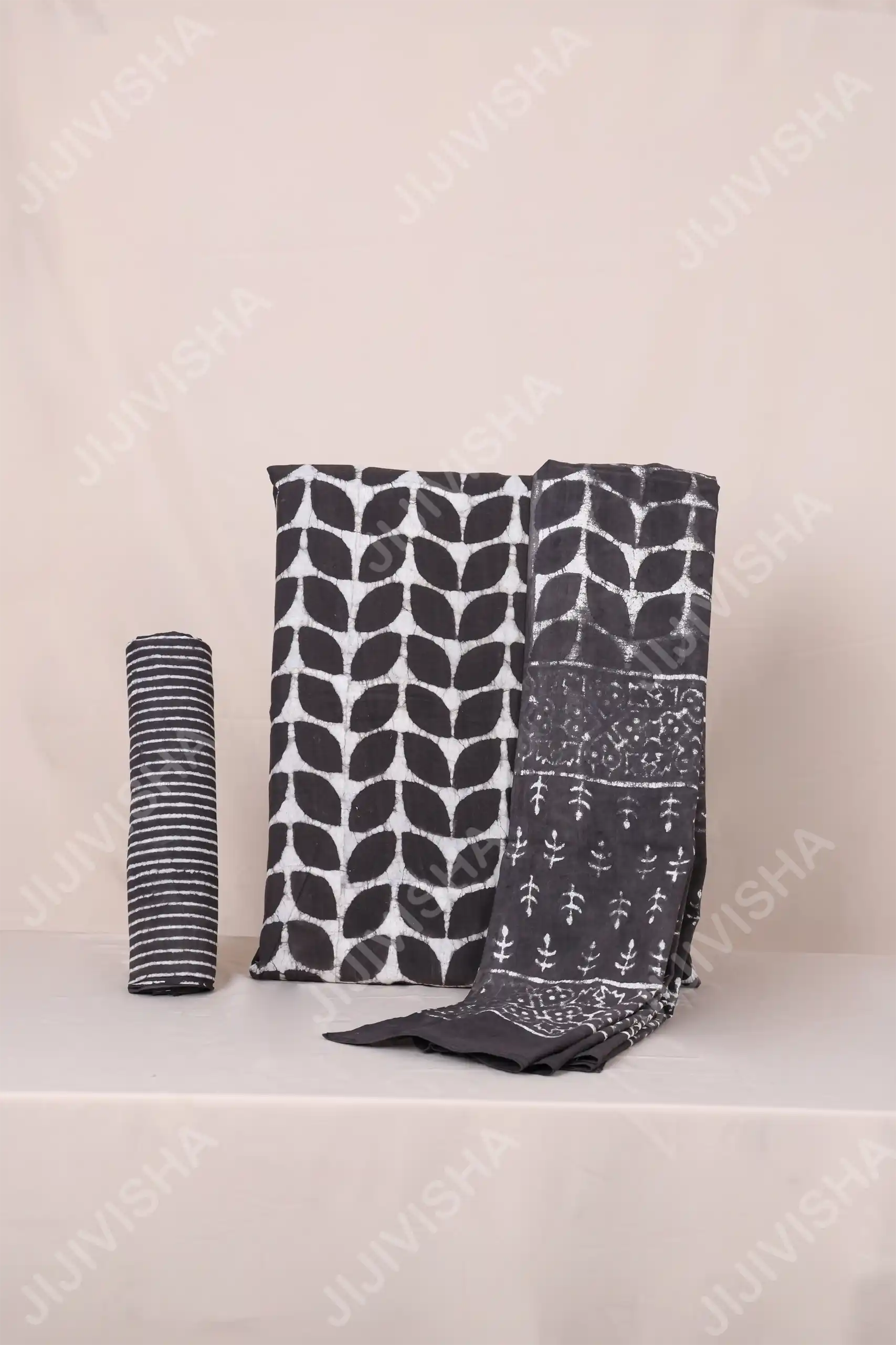 Buy Ebony Vineyard Hand Block Print Dress Material Set with Dupatta Online