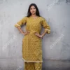 Buy Golden Bloom Hand Block Print Cotton Kurta Pant Set Online