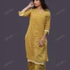 Buy Golden Bloom Hand Block Print Cotton Kurta Pant Set Online