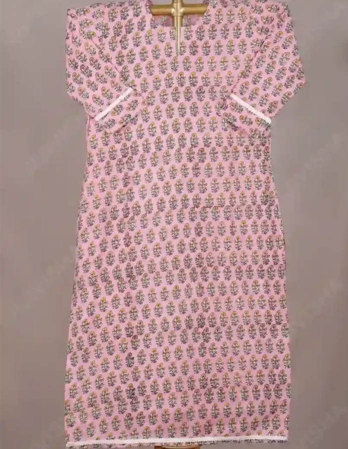 Buy Gulabi Ghazal Hand Block Print Cotton Kurta Online