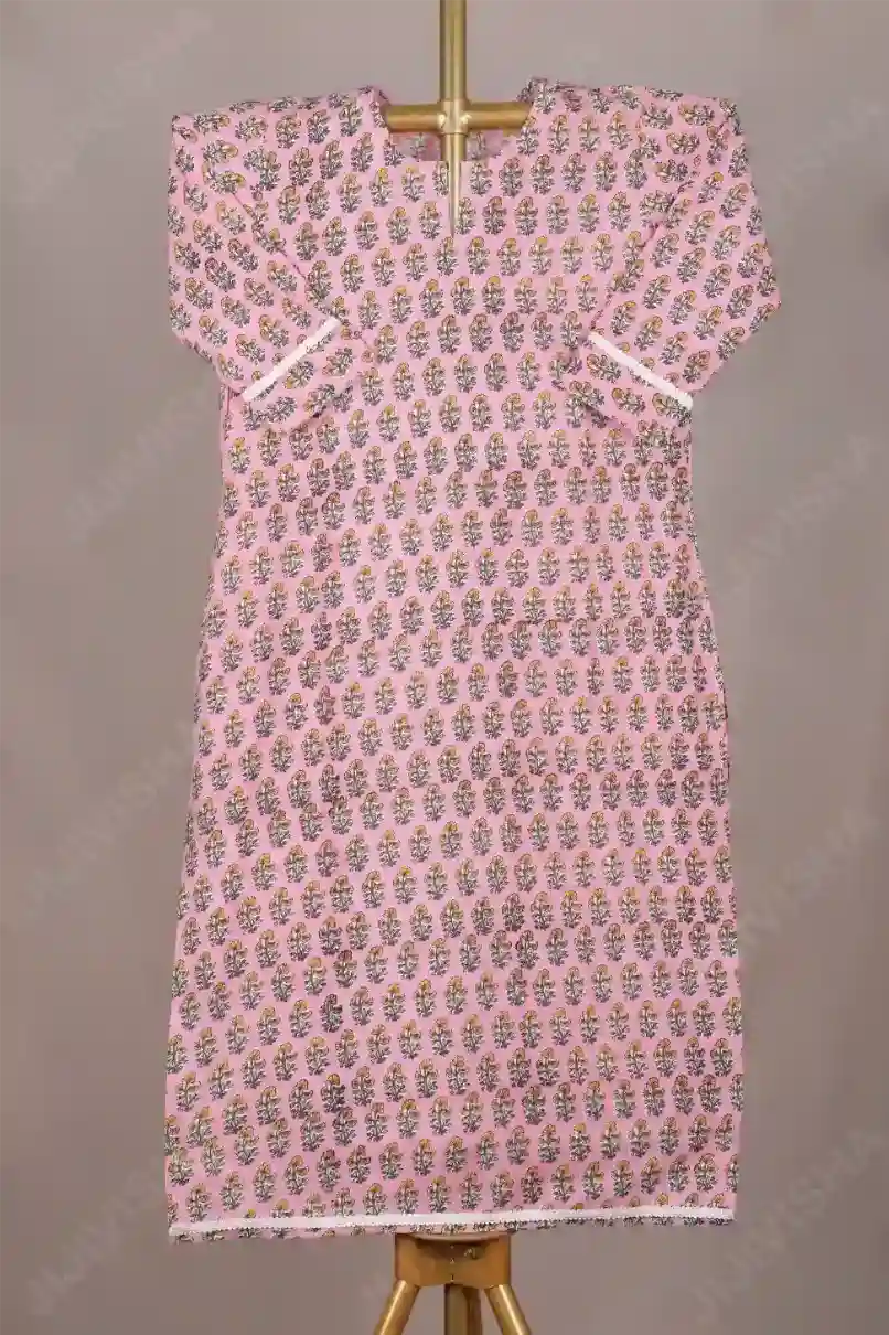 Buy Gulabi Ghazal Hand Block Print Cotton Kurta Online