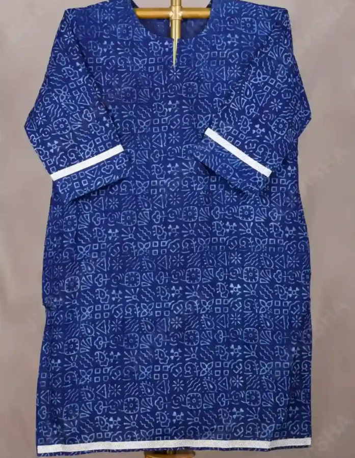 Buy Indigo Nadir Hand Block Print Cotton Kurta Online