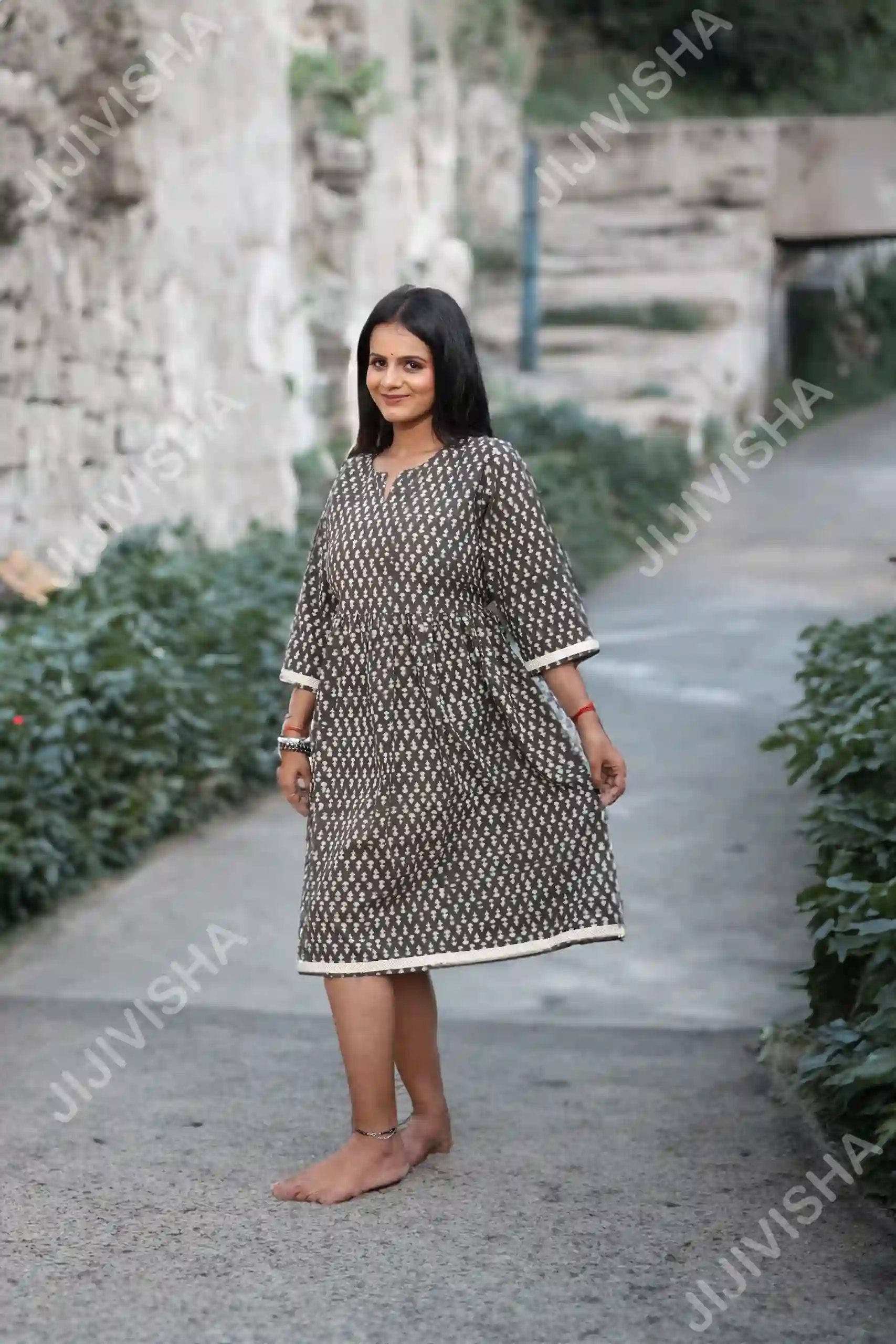 Buy Mocha Dream Hand Block Print Cotton Tunic Online