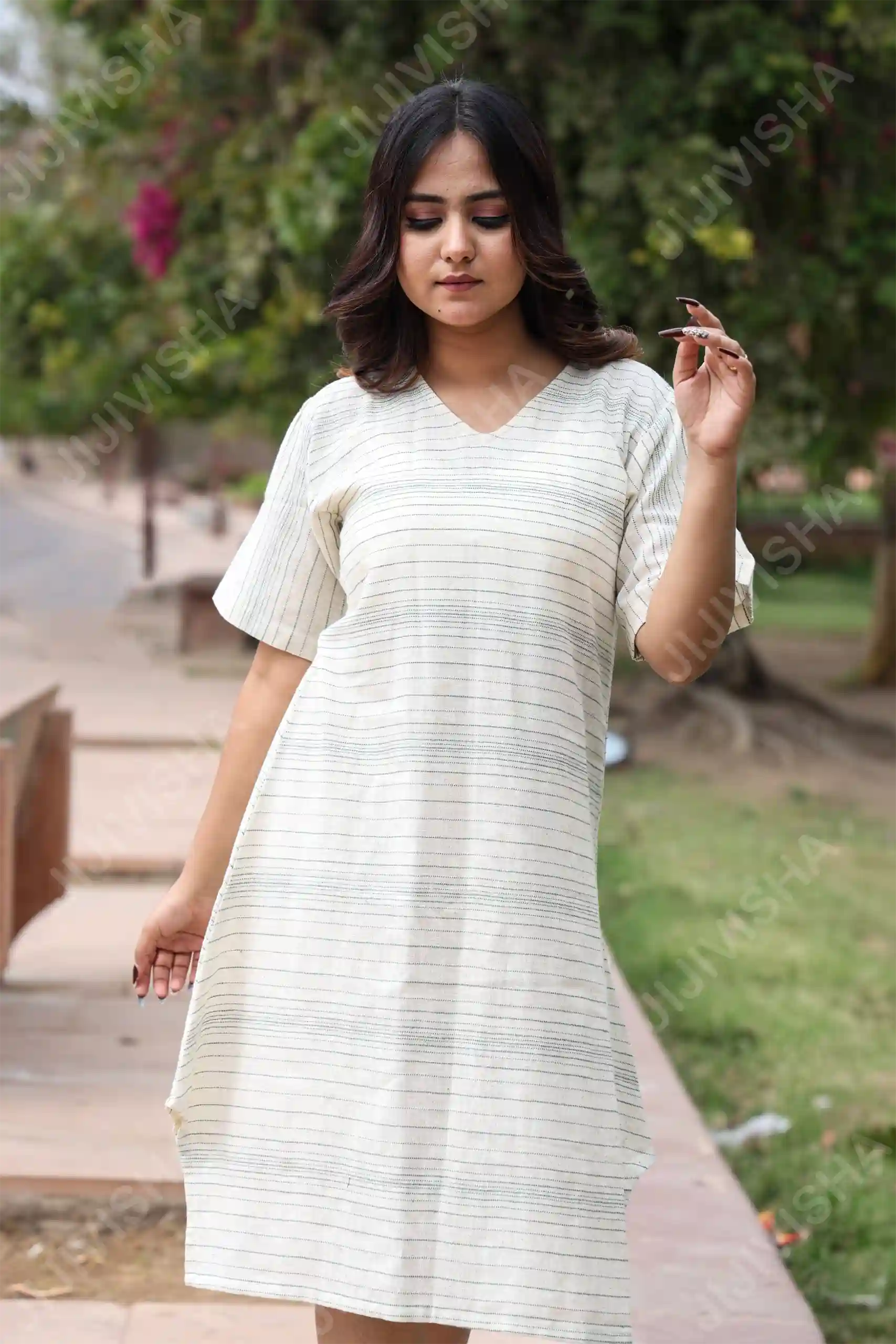 Buy Tranquil Blue Stripe Kalacotton Tunic Online