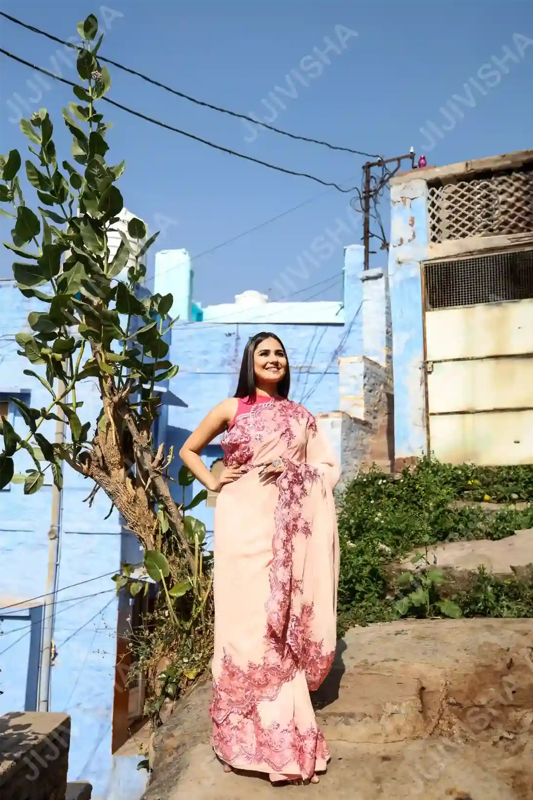 Buy Blush Blossom Georgette Saree Online