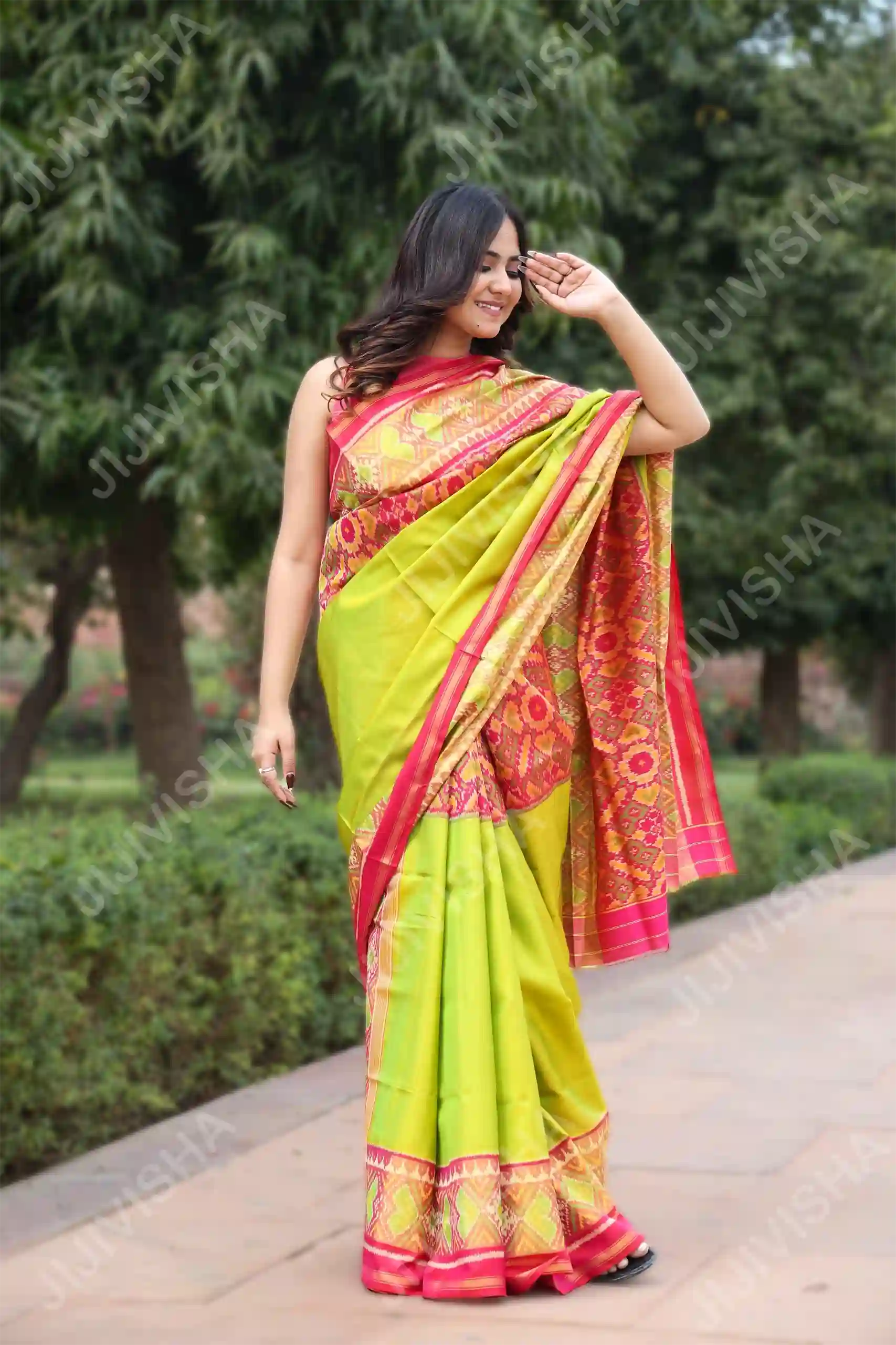 Buy Panna Gulab Patola Resham Saree Online