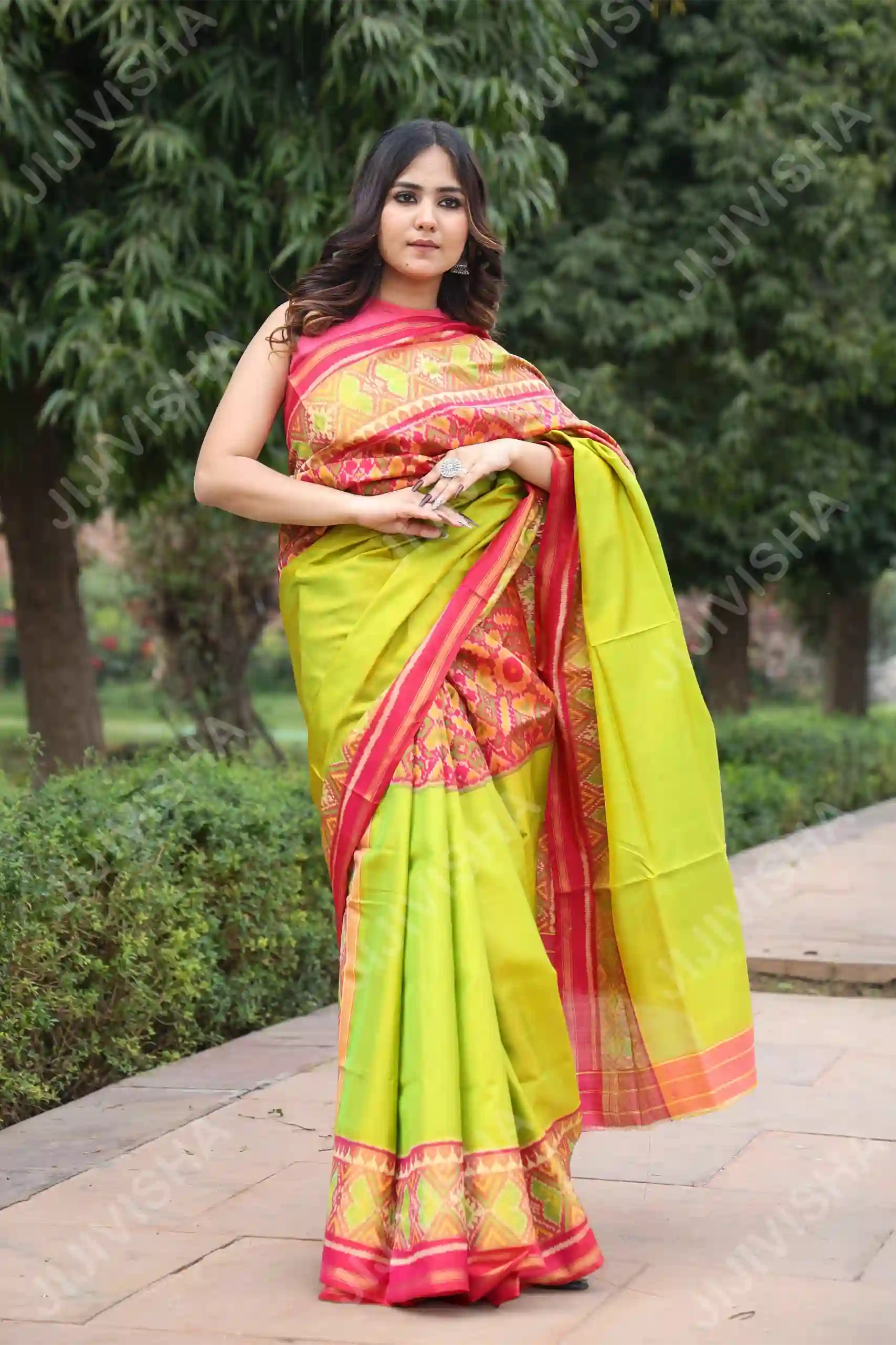 Buy Panna Gulab Patola Resham Saree Online