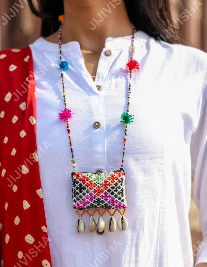 Kutch Embroidered Beaded Multicoloured Long Necklace