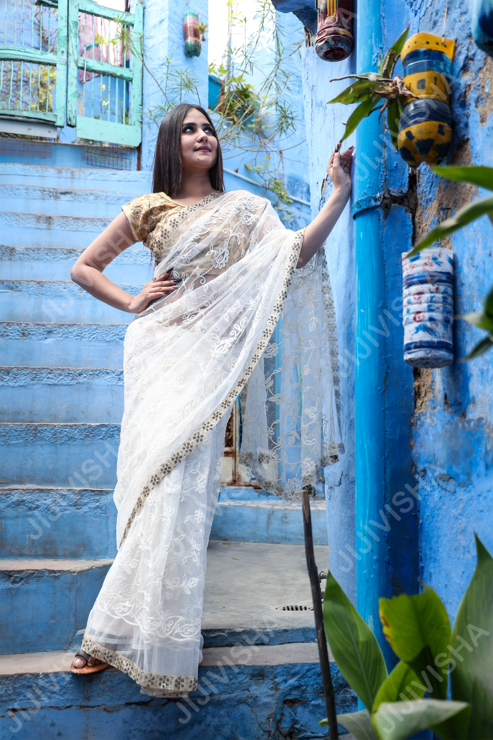 IMG_4813 Buy Ethereal White Elegance with Golden Embroidered Border