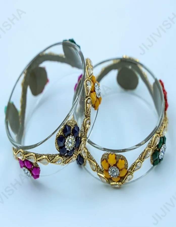 Buy Multicolor Bloom Glass Bangles Online Online