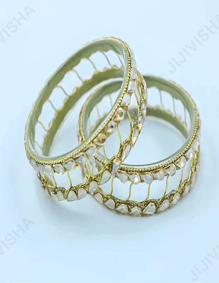 Buy Golden Shimmer and Kundan Glass Bangles Online
