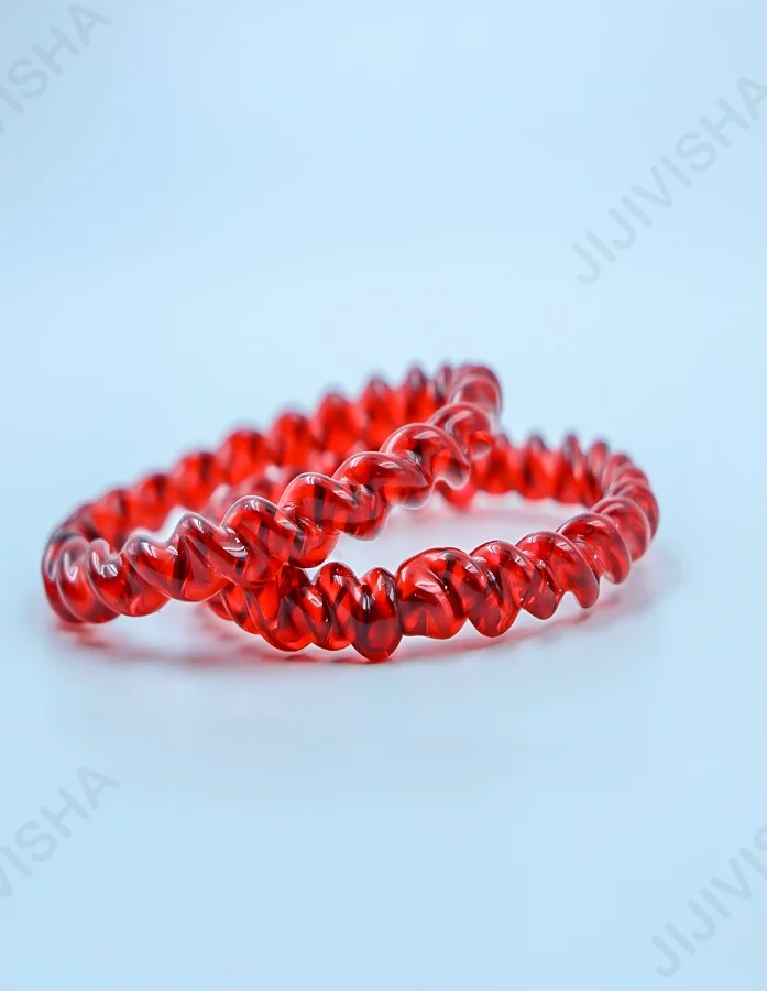 Buy Twisted Red Crystal Glass Bangles Online