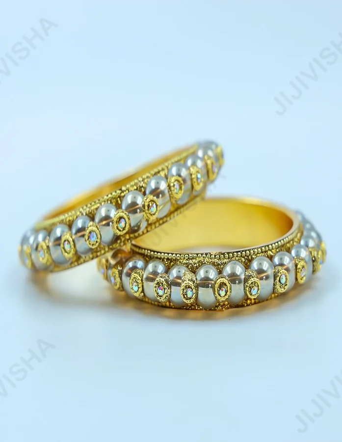 Buy Golden Radiance Pearl Bangles Online
